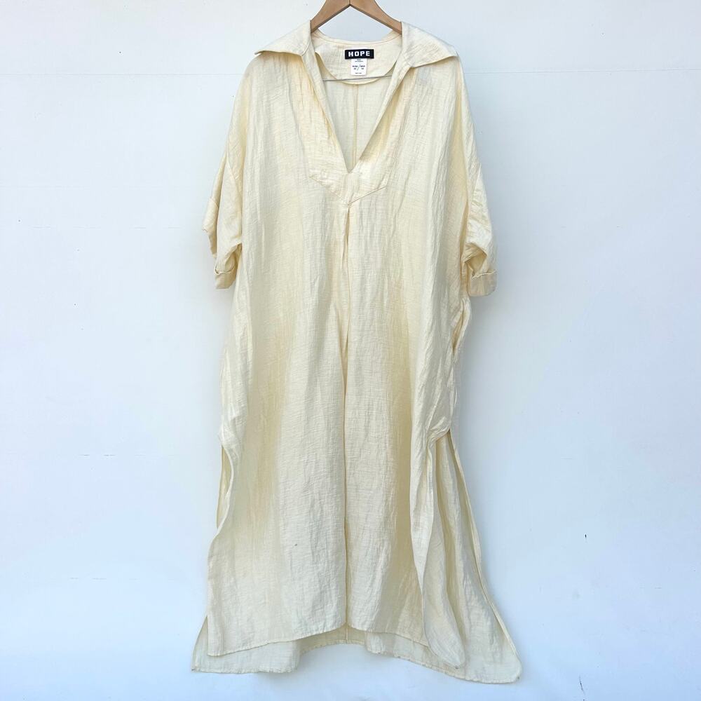 Hope Stockholm Plaza Linen Maxi Dress Scandinavian Ecru Cream Oversized 34 - Picture 3 of 13